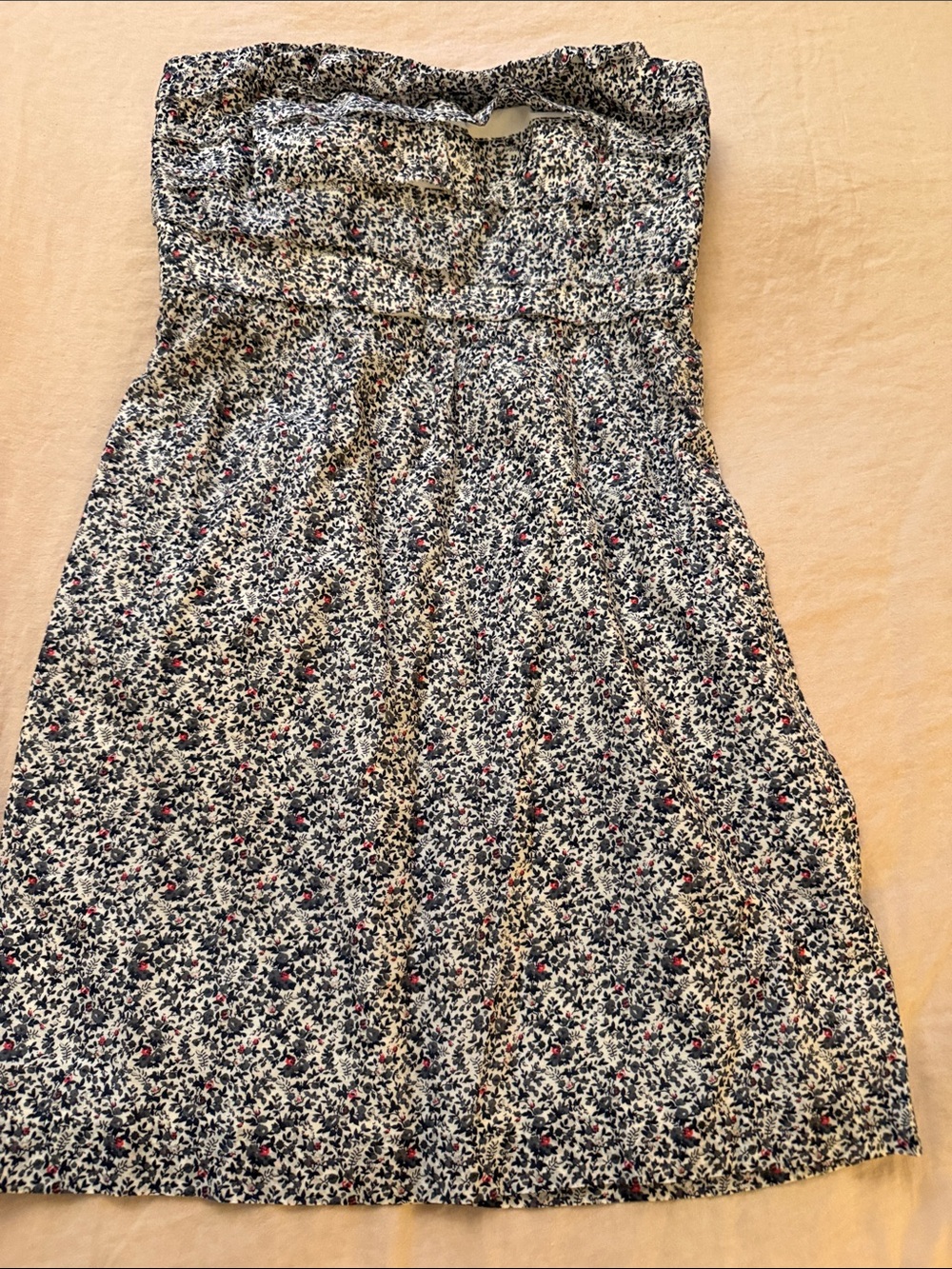 J.Crew Floral Strapless strapless Summer Dress in Navy & Ivory size 2